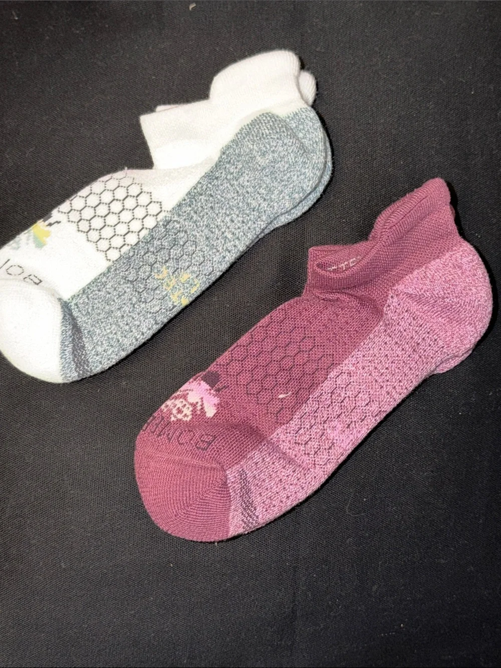 Bombas Low-Cut Socks — White & Plum Pair
